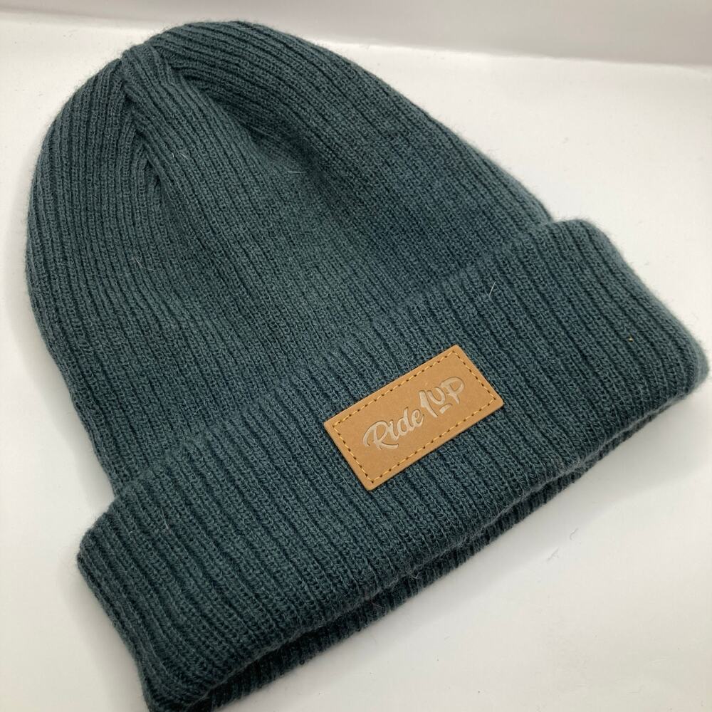 Ride1Up Adult OS Blue Ribbed Knit Logo Beanie Outdoor Ski Gorpcore